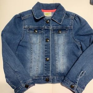 Crazy 8 blue denim jacket girls S 5-6 distressed look.